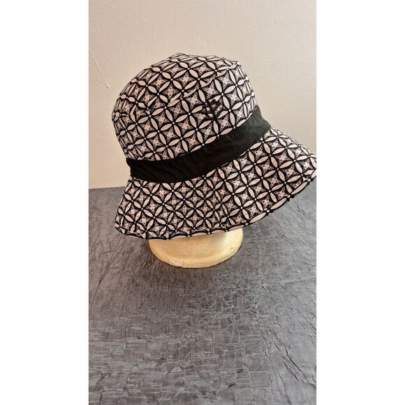 COOLIBAR Black White Floral Beachy Fishing Camping Gardening Bucket Sun Hat S/M - Picture 4 of 6